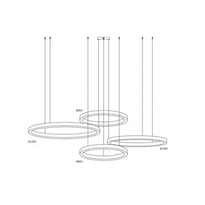 Lampa wisząca circle 80+80+100+120 led nikiel na podsufitce
