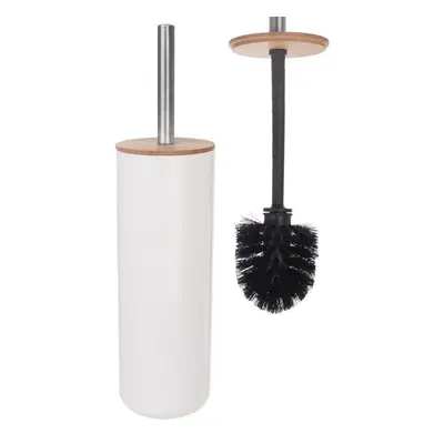 Szczotka łazienkowa wc do toalety z pojemnikiem biała bambusowa
