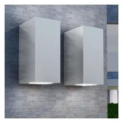 Lampy ścienne zewnętrzne 2 szt., kwadratowe, góra/dół