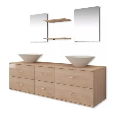 Zestaw do łazienki z umywalką, 7 elementów, beżowy