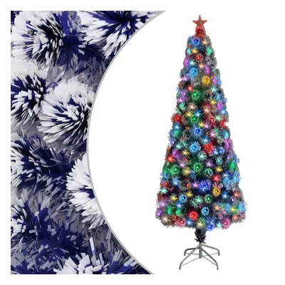 Sztuczna choinka z led, biało-niebieska, 210 cm włókno optyczne