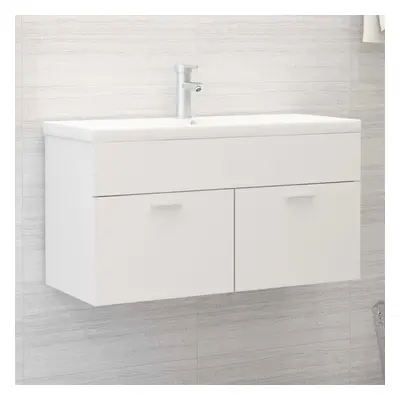 Szafka z wbudowaną umywalką, biała, płyta wiórowa