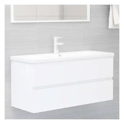 Szafka z wbudowaną umywalką, biała, płyta wiórowa