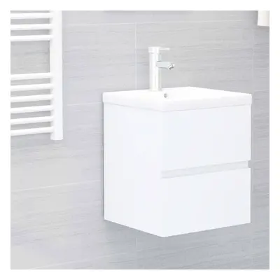 Szafka z wbudowaną umywalką, biała, płyta wiórowa