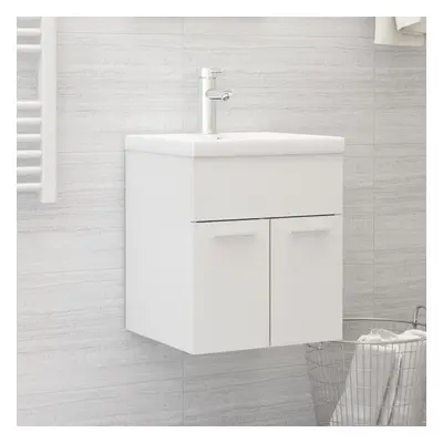 Szafka z wbudowaną umywalką, biała, wysoki połysk, płyta