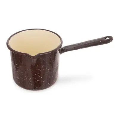 Garnek, rondel, rondelek emaliowany, 1,2 l, brązowy