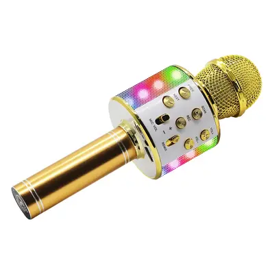 Mikrofon karaoke z głośnikiem bluetooth Manta MIC20-GL LED złoty