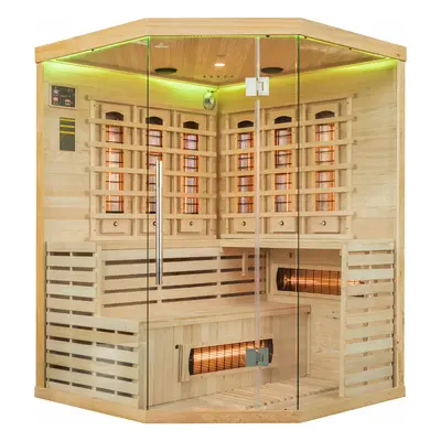 Sauna infrared narożna EA3CR Natural z koloroterapią 4-osobowa