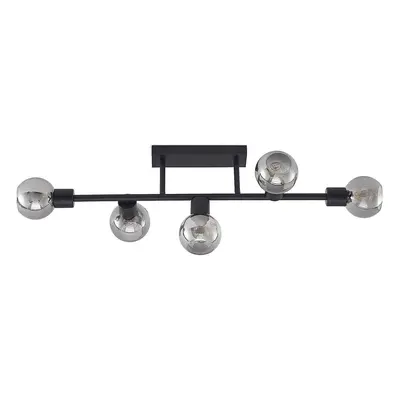 Lindby - Biscala 5 Lampa Sufitowa Black/Smoke