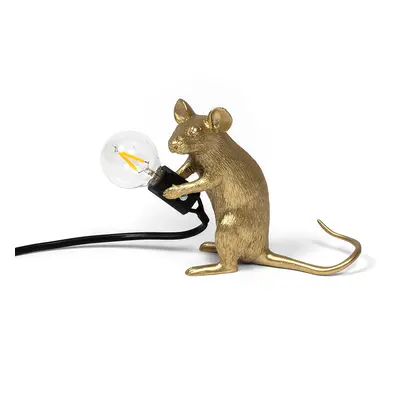 Seletti - Mouse Lamp Mac Sitting Lampa Stołowa Złota