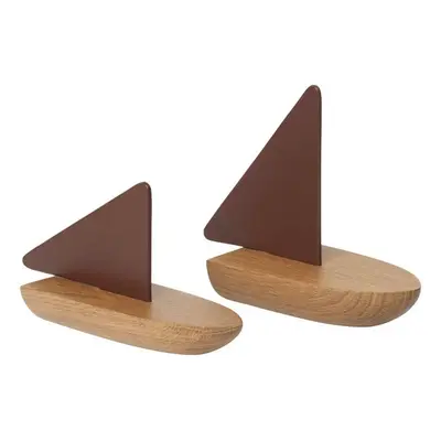 ferm LIVING - Opty Boat Rzeźba, zestaw 2 sztuki, ciemny orzech/dąb –