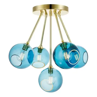 DESIGN BY US - Lampa wisząca Ballroom Molecule niebieska, 5-punktowa