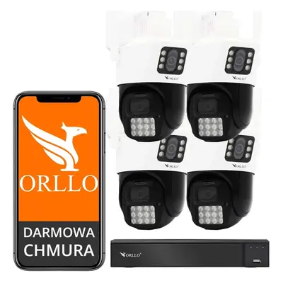 Zestaw 4 Kamer Zewnętrznych WiFi IP 8 Obiektywy ORLLO Z19 DUAL NVR