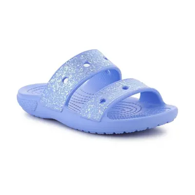 Klapki Crocs Classic Glitter Sandal Jr 207788-5Q6 niebieskie