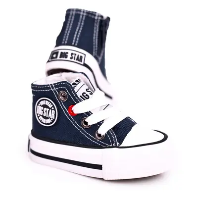 Dziecięce Wysokie Trampki Z Suwakiem Big Star HH374189 Granatowe niebieskie niebieskie