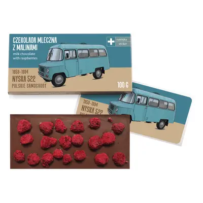 Nysa — czekolada mleczna z malinami z naklejką& CocoMoto