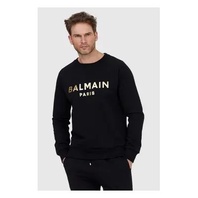 BALMAIN Czarna bluza męska ze złotym logo