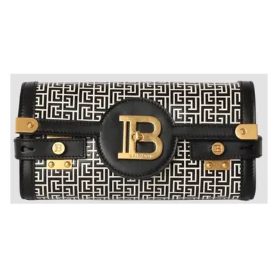 BALMAIN Czarno-biała torebka B-buzz Pouch 23-cuir Emb Pb