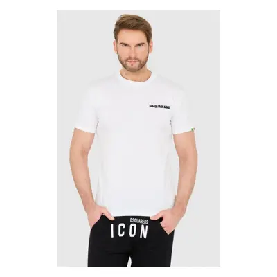 DSQUARED2 Biały bawełniany t-shirt z małym logo