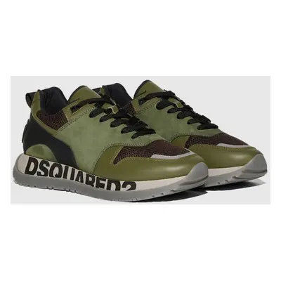 DSQUARED2 Zielone sneakersy z logo na podeszwie