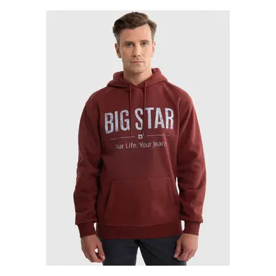 Bluza męska z kapturem z logo BIG STAR bordowa Ashlyno