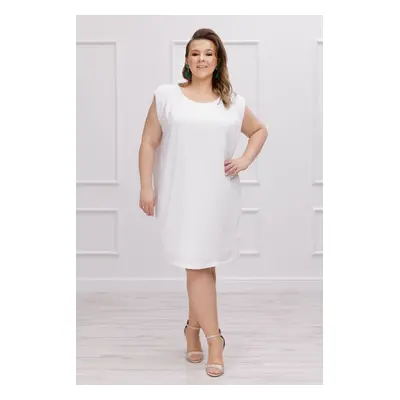 Elegancka wizytowa sukienka Inez w kolorze ecru na lato PLUS SIZE