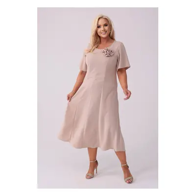 Elegancka sukienka Doris na wesele w kolorze nude PLUS SIZE