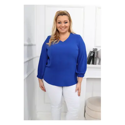 Elegancka klasyczna szafirowa bluzka PLUS SIZE