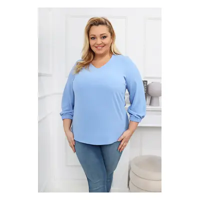 Elegancka klasyczna błękitna bluzka PLUS SIZE XXL