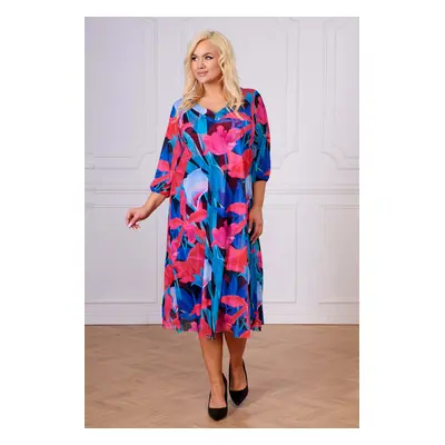 Elegancka sukienka Rosita z rękawem 3/4 na wesele OVERSIZE WIOSNA