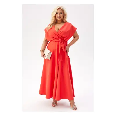 Elegancka sukienka Flavia na wesele - zmysłowy blask papai PLUS SIZE