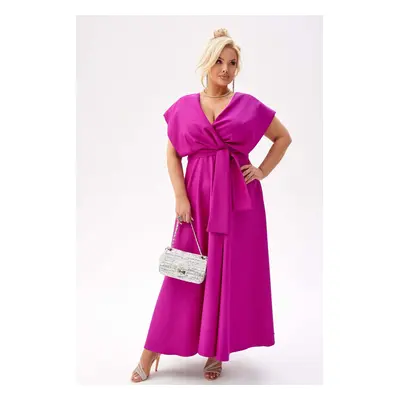 Elegancka amarantowa sukienka Flavia na wesele PLUS SIZE