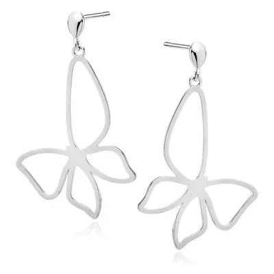Srebrne kolczyki wiszące motylki