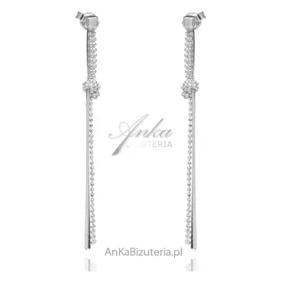 Kolczyki długie srebrne wiszące diamentowane