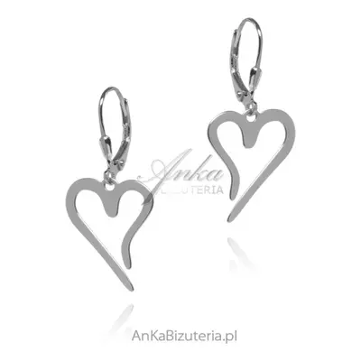Kolczyki srebrne serduszka wiszące