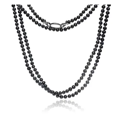 Naszyjnik z hodowlanych pereł czarnych namido z owalnym zapięciem