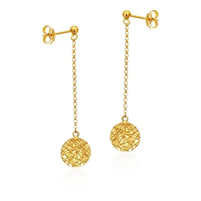 Kolczyki srebrne pozłacane  wiszące karbowane kółeczka