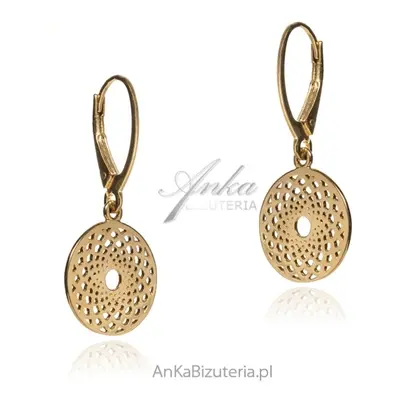 Kolczyki srebrne  pozłacane wiszące rozety