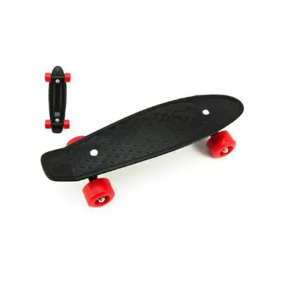 Skateboard - pennyboard 43cm, nosnost 60kg plastové osy, černá, červená kola