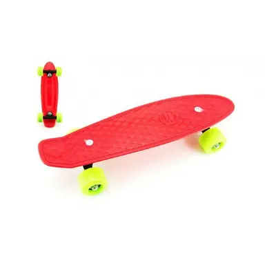 Skateboard - pennyboard 43cm, nosnost 60kg plastové osy, červený, zelená kola