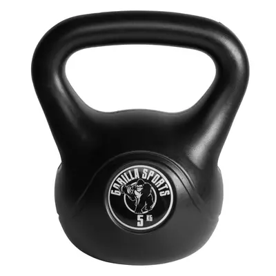 Gorilla Sports kettlebell činka, plast, čierna, 5 kg