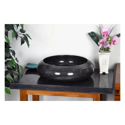 DIVERO Umywalka nablatowa z naturalnego kamienia Black