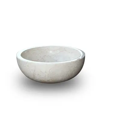 Umywalka z kamienia naturalnego Gemma 501 polerowany marmur Ø45 cm Cream.