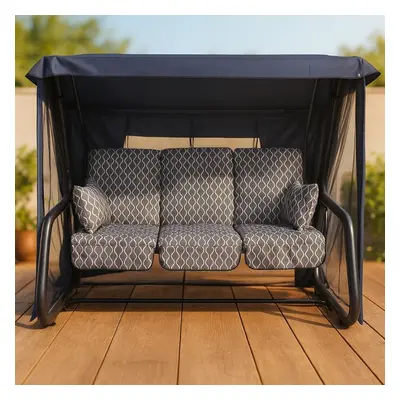 Huśtawka ogrodowa metalowa, 4-osobowa, rozkładana