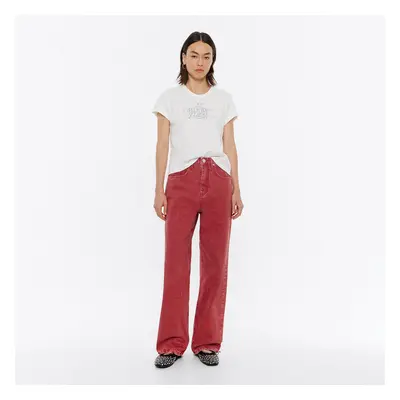 WIDE LEG - Czerwony jeans