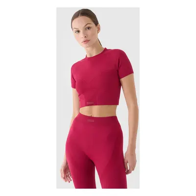 Crop top treningowy slim szybkoschnący damski - czerwony