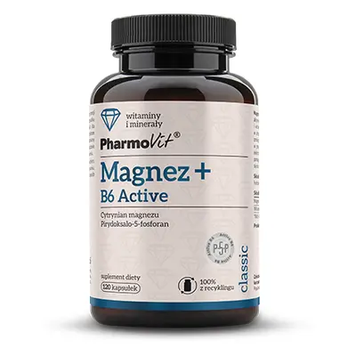 MAGNEZ Z WITAMINĄ B6 ACTIV BEZGLUTENOWY 120 KAPSUŁEK 81,37 g - PHARMOVIT (CLASSIC)