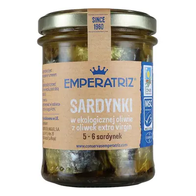 Sardynki Europejskie W Bio Oliwie Z Oliwek Extra Virgin 190 g (133 g) (Słoik) - EMPERATRIZ