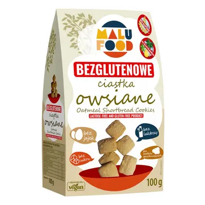 Ciastka owsiane bez cukru bezglutenowe 100 g - Malu Food