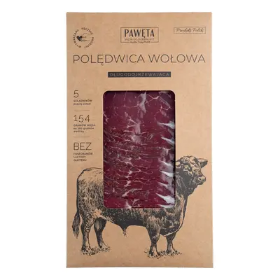 Polędwica wołowa dojrzewająca plastry bezglutenowa 50 g - Pawęta